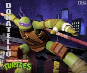 Układanka Donatello, broń tego żółwia ninja jest japoński długi kij Bo