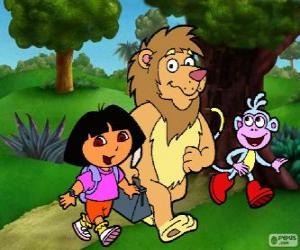 Układanka Dora, Boots i lwa w parku