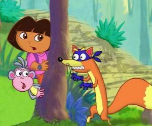Układanka Dora i Boots małpa ukrywanie villain Zorro