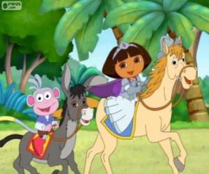 Układanka Dora i jej małpa Buty jazda konna