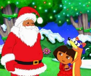 Układanka Dora i villain lisa z Santa Claus