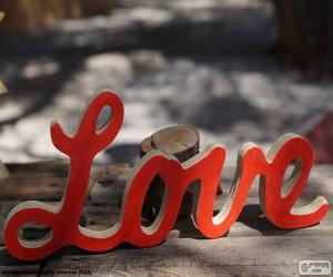 Układanka Drewniane znak, Love