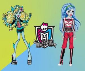 Układanka Dwóch studentów z Monster High, Lagoona Blue i Ghoulia Yelps