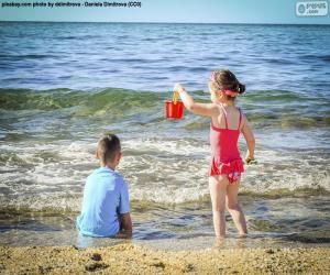 Układanka Dzieci korzystających z plaży