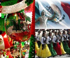 Układanka Dzień Niepodległości Meksyku. Upamiętnia 16 września 1810, początek walki z rządów hiszpańskich