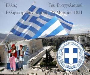 Układanka Dzień Niepodległości w Grecji, 25 marca 1821 roku. War of Independence Revolution lub greckiego