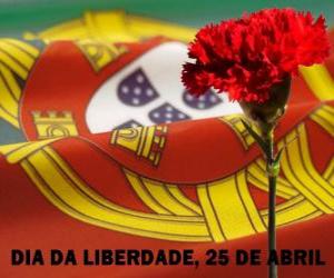 Układanka Dzień Wolności, 25 kwietnia świętem narodowym Portugalii z okazji rewolucji goździków z 1974 r.