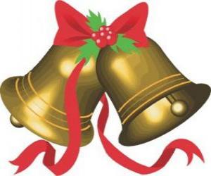 Układanka Dzwonki świąteczne wstążkami i Liście ostrokrzewu