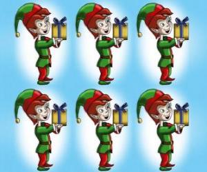 Układanka Elf Bożego Narodzenia lub kobold prowadzenia szkatułce