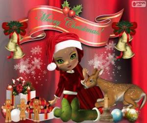 Układanka Elf gratulacji Boże Narodzenie