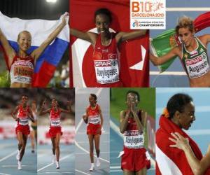 Układanka Elvan Abeylegesse w mistrza na 10000 m, Inga Abitova i Jessica Augusto (2 i 3) z Barcelona Mistrzostwa Europy w Lekkoatletyce 2010