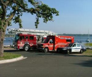 Układanka Emergency Vehicles Fire, Pogotowie i Policja