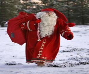 Układanka Father Christmas lub Santa Claus prowadzenia worek prezentów