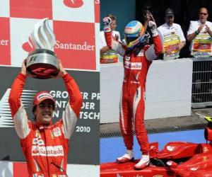 Układanka Fernando Alonso świętuje swoje zwycięstwo na Hockenheim Grand Prix Niemiec (2010)