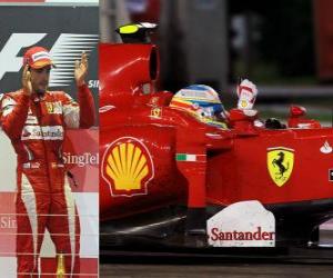 Układanka Fernando Alonso świętuje zwycięstwo w Grand Prix Singapuru (2010)