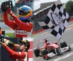 Układanka Fernando Alonso świętuje swoje zwycięstwo w Grand Prix Wielkiej Brytanii (2011)