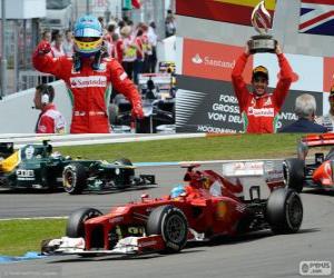 Układanka Fernando Alonso świętuje zwycięstwie w Grand Prix Niemiec na 2012 roku