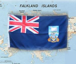 Układanka Flaga wyspy Falklandy, Brytyjskie Terytorium zamorskie w południowej Atlantyku