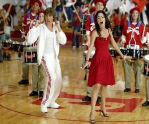 Układanka Gabriella Montez (Vanessa Hudgens) Troy Bolton (Zac Efron) śpiewać i tańczyć