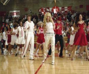 Układanka Gabriella Montez (Vanessa Hudgens) Troy Bolton (Zac Efron), Ryan Evans (Lucas Grabeel), Sharpay Evans (Ashley Tisdale) taniec i śpiew