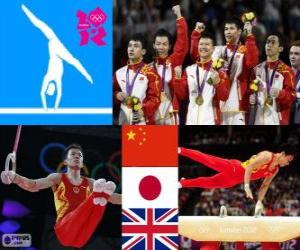 Układanka Gimnastyka mężczyzn zespołu orbitalnego dekoracji, Chiny, Japonia i Wielkiej Brytanii - Londynie 2012-