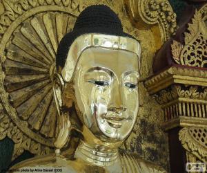 Układanka Golden Buddha głowy