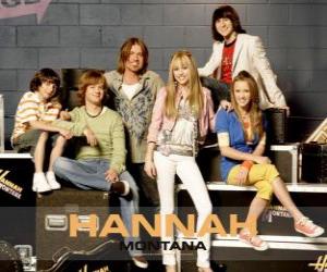 Układanka Główne postacie z Hannah Montana Miley Ray Stewart, Lillian &quot;Lilly&quot; Truscott, Oliver Oscar Oken, Rod Stewart Jackson, Robby Ray Stewart i Rico Suave.