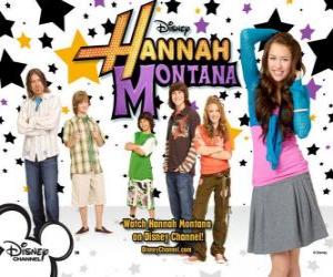 Układanka Główne postacie z Hannah Montana Miley Ray Stewart, Lillian &quot;Lilly&quot; Truscott, Oliver Oken, Rod Stewart Jackson, Robby Ray Stewart i Rico Suave