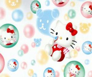 Układanka Hello Kitty gry dmuchać bańki mydlane