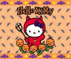 Układanka Hello Kitty ubrany na Halloween