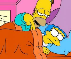 Układanka Homer i Marge w łóżku
