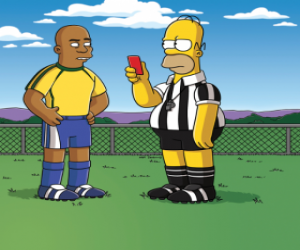 Układanka Homer Simpson robi sędzia pokazano czerwoną kartkę Ronaldo