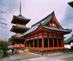 Układanka Japoński Świątynia Kiyomizu-dera, w starożytnym mieście Kioto, Japonia