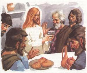 Układanka Jezus błogosławił chleb i wino podczas Ostatniej Wieczerzy