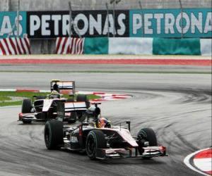 Układanka Karun Chandhok, Bruno Senna - HRT - Sepang 2010