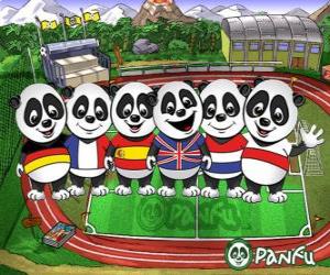 Układanka Kilka Panfu panda koszulki niektórych drużyn narodowych