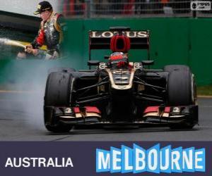Układanka Kimi Raikkonen świętuje swoje zwycięstwo w Grand Prix Australii w 2013 roku