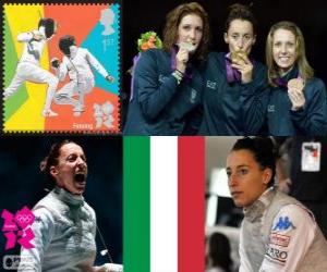 Układanka Kobiety floret indywidualnie dekoracji, Elisa Di Francisca (Włochy), Arianna Errigo (Włochy) i Valentina Vezzali (Włochy) - London 2012-