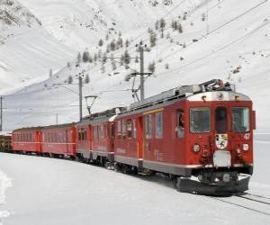 Układanka Kolejowego, pokrytych śniegiem krajobraz