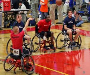 Układanka koszykarz dla wózka inwalidzkiego rzucanie piłką do kosza
