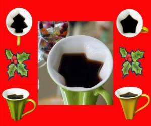 Układanka kubki do kawy, Boże Narodzenie kształtów