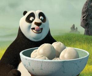 Układanka Kung Fu Panda chce jeść niektórych ciastka z ryżu
