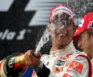 Układanka Lewis Hamilton świętuje swoje zwycięstwo w Stambule, Turcja Grand Prix (2010)