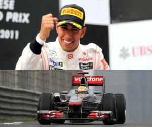 Układanka Lewis Hamilton świętuje zwycięstwo w Grand Prix Chin (2011)