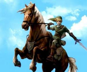 Układanka Link na koniu z mieczem w przygodach The Legend of Zelda gier wideo