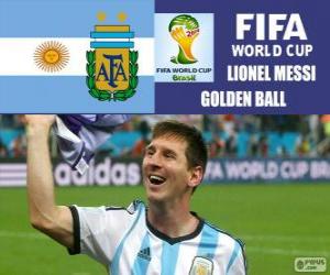 Układanka Lionel Messi, złotą piłkę. Brazylia 2014 roku Puchar Świata