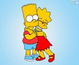 Układanka Lisa i Bart objął sobą dobre braci