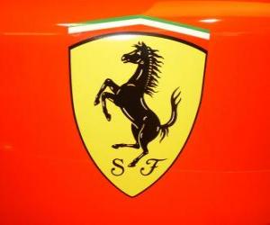 Układanka logo Ferrari, włoski samochód sportowy marki