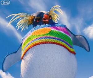 Układanka Lovelace, dziwny pingwin z kolorowym sweter z wełny, Happy Feet 2
