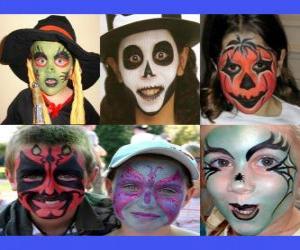 Układanka makijaż dla dzieci na Halloween